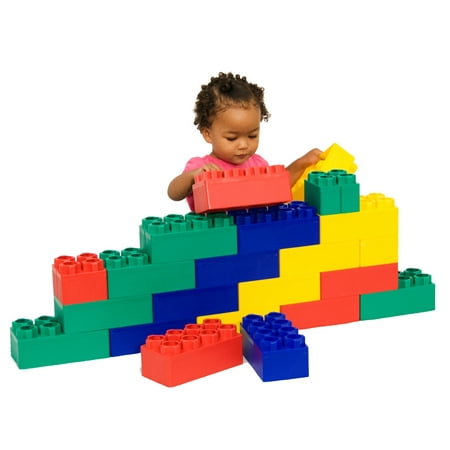 24pc Kids Adventure Jumbo Blocks Beginner Set includes 20pc Giant 8 x 4 and 4pcs of 4 x 4 Building Blocks for Toddlers