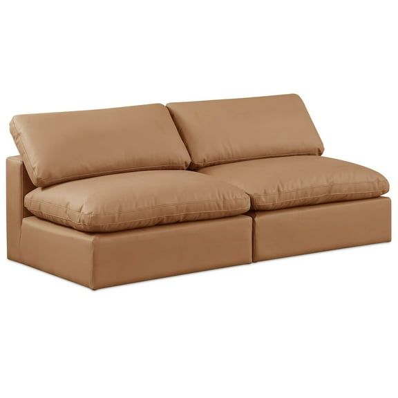 Meridian Furniture Comfy Cognac Faux Leather Modular Sofa