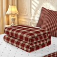 thumbnail image 6 of Manfei Retro Grid Zipper Full Size Comforter Sets with Fitted Sheet and 2 Pillowcases,Classic Plaid Zipper Bedding Set,Red Beige,Reversible,4pcs, 6 of 8