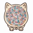 thumbnail image 1 of Rompecabezas de madera de 135 piezas con forma de gato de colores, ideal para amantes de los gatos. Rompecabezas con silueta de gatito, juguete antiestrés de madera de 24 cm (9,5 pulgadas) para estim, 1 of 3