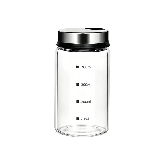Glass Salt and Pepper Shakers with Adjustable Pour Holes and Rotating Lids, Clear Spice Dispensers Seasoning Jars for Kitchen, BBQ, Camping, Restaurant, and Farmhouse Table Use 200ML