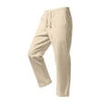 thumbnail image 6 of UAMVSH Men's Linen Capri Pants Casual Elastic Waist Drawstring Beach Shorts Summer Hawaiian Below Knee Long Shorts with Pockets, 6 of 6