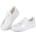 thumbnail image 2 of Slip-on Sneakers for Women White Canvas Flat Shoes Casual Shoes Size 7.5, 2 of 9