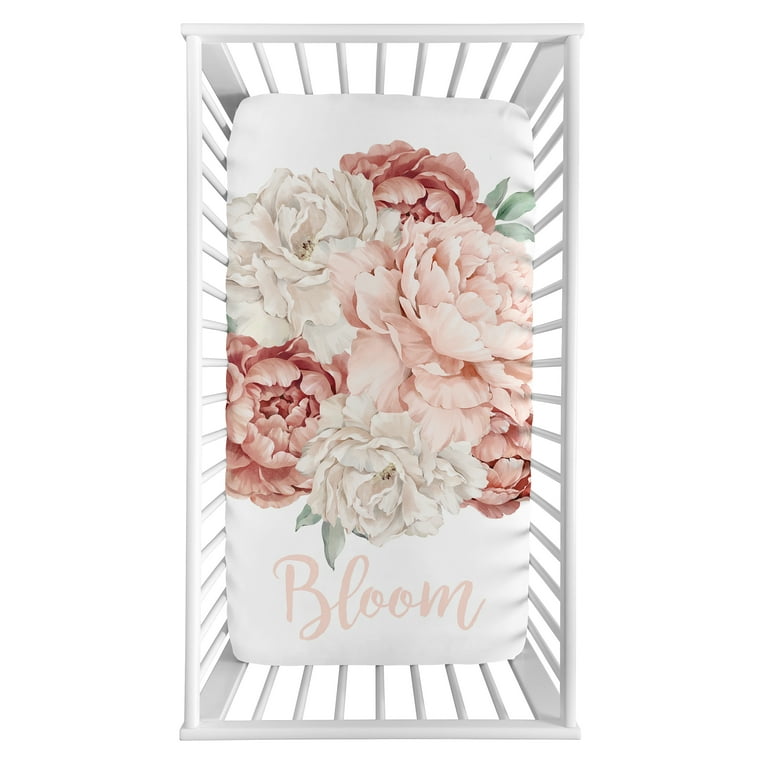 Peony Floral Garden Pink and Ivory Photo Op Bloom Fitted Crib