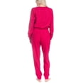thumbnail image 6 of Ocean Pacific Women's Waffle Knit Pajama Set, Long Sleeve Henley and Jogger Sleep Pants, Red, L, 6 of 6