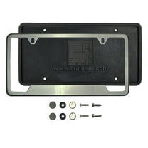 KA Depot Silicone Back Guard Bottom Cut Out License Plate Holder Black Smoke Titaninum Gun Metal Chrome License Plate Frame T304 Stainless Steel   Metal Screw Caps