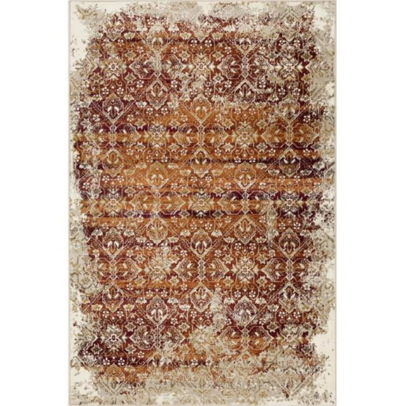 5 x 8 ft. Distressed Diamonds Area Rug, Ivory & Rust