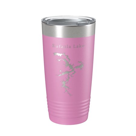 

Eufaula Lake Map Tumbler Travel Mug Insulated Laser Engraved Coffee Cup Oklahoma 20 oz Light Purple