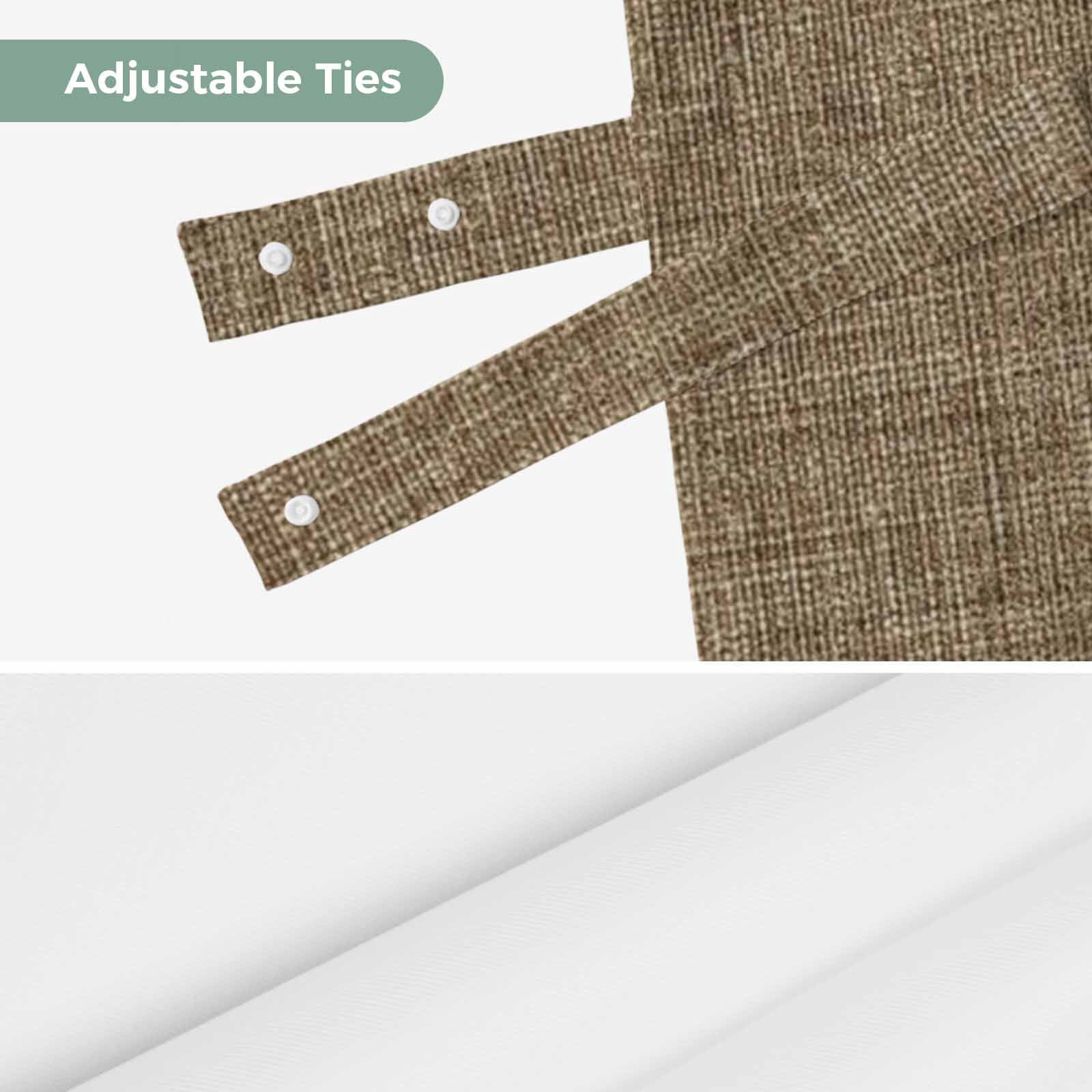 Tie Up Valances for Windows, Vintage Brown Adjustable Valance Curtains Window Treatment for Living Room, Farmhouse Retro Dark Solid Color Linen Texture Rod Pocket Kitchen Curtains 42x12 Inch