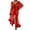 Red, variant on Women Fashion Sexy Robe Long Lingerie Nightgown Bathrobe Sleepwear Feather Bridal Robe Lace Lingerie Negligee Lingerie Robe