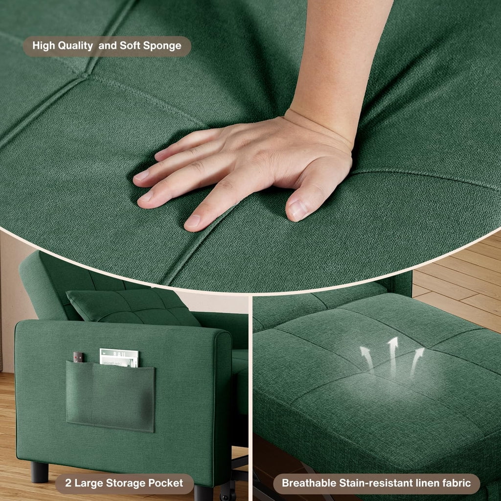 Convertible Sleeper Chair, Aiho 3-in-1 Convertible Sofa Bed Recliner Chair with Pull Out Couch - Green