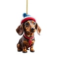 thumbnail image 1 of (B-5) coche perro salchicha Navidad plano para interior coche, 1 of 5