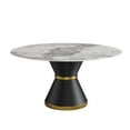 thumbnail image 4 of Miekor Furniture 59.05"Modern Artificial Stone Round Black Carbon Steel Base Dining Table-Can Accommodate 6-8 People 06464, 4 of 10