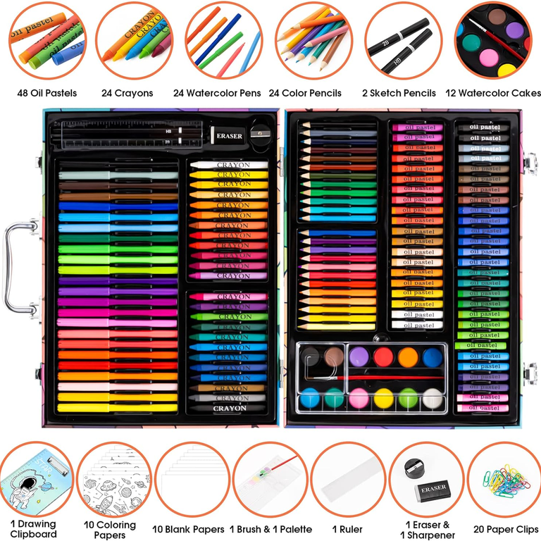 Art Supplies Kit 180 Pieces With Clipboard And Papers photo 5