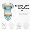 thumbnail image 6 of Uemuo Starfish in Beach Pattern Women's One Piece Short Sleeve Swimsuit Rash Guard Surfing Modest Quick-drying Swimsuit Beach Essentials-Small, 6 of 9