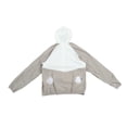 thumbnail image 4 of Chaqueta de enfriamiento con protección solar ajustable de 3 niveles con aire acondicionado y 2 ventiladores para trabajo al aire libre en climas cálidos, color blanco y gris, 4 of 14