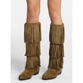 thumbnail image 2 of No Boundaries Tall Faux Suede Fringe Boots, Women's, 2 of 8