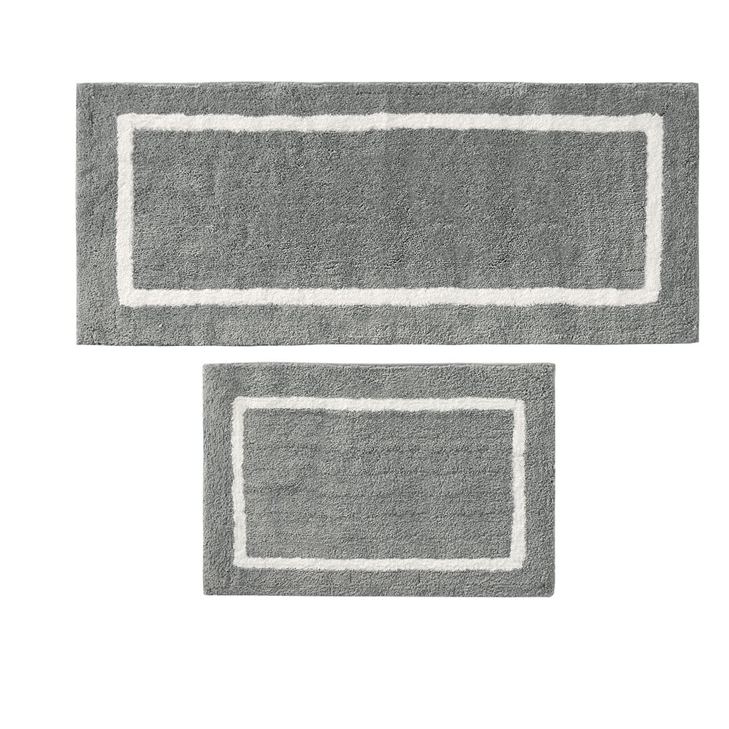 MAYEERTY Bathroom Rug, Reversible High Pile Tufted Microfiber Bath Mat, Grey, 21"W x 34"L