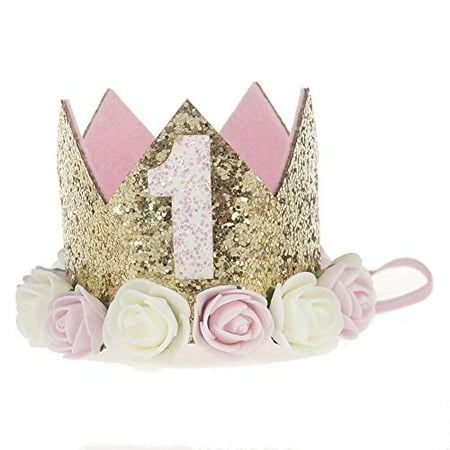 Stock Show 1st Pet Birthday Crown Hat Mini Dogs Cats Cute Holiday Party Hat Costume with Flowers Accessories and Adjustable