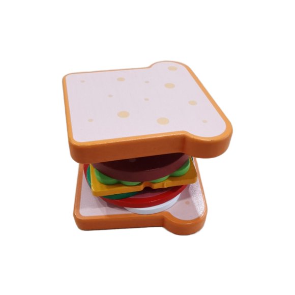 Pretend Play Food - Sandwich, Wooden Play Food for Kids Play Kitchen, Montessori Wooden Toy for Toddler, Play Kitchen Accessories