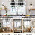 thumbnail image 5 of 2 Pack Black White Valance for Window Buffalo Plaid Kitchen Valance Rod Pocket Short Curtain Topper Decorative Window Treatment for Living Room Bedroom 42"x12", 5 of 8