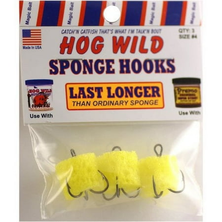UPC: 0026691777212 | Magic Bait Sponge Catfish Dip Bait Holder Fishing Hooks Yellow 3ct