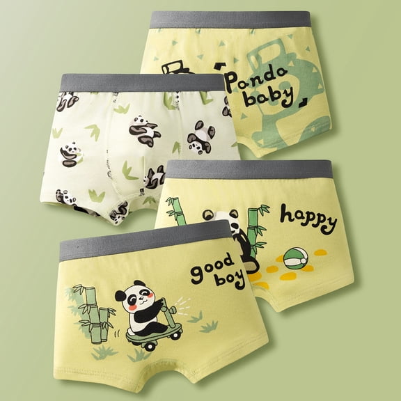 Boys' Boxer Briefs Cartoon Dinosaur Car Boys Briefs For Kids Comfortable Breathable Soft Elastic Waistband Boyshorts Underwear, 4 Pack, 4-14 Years