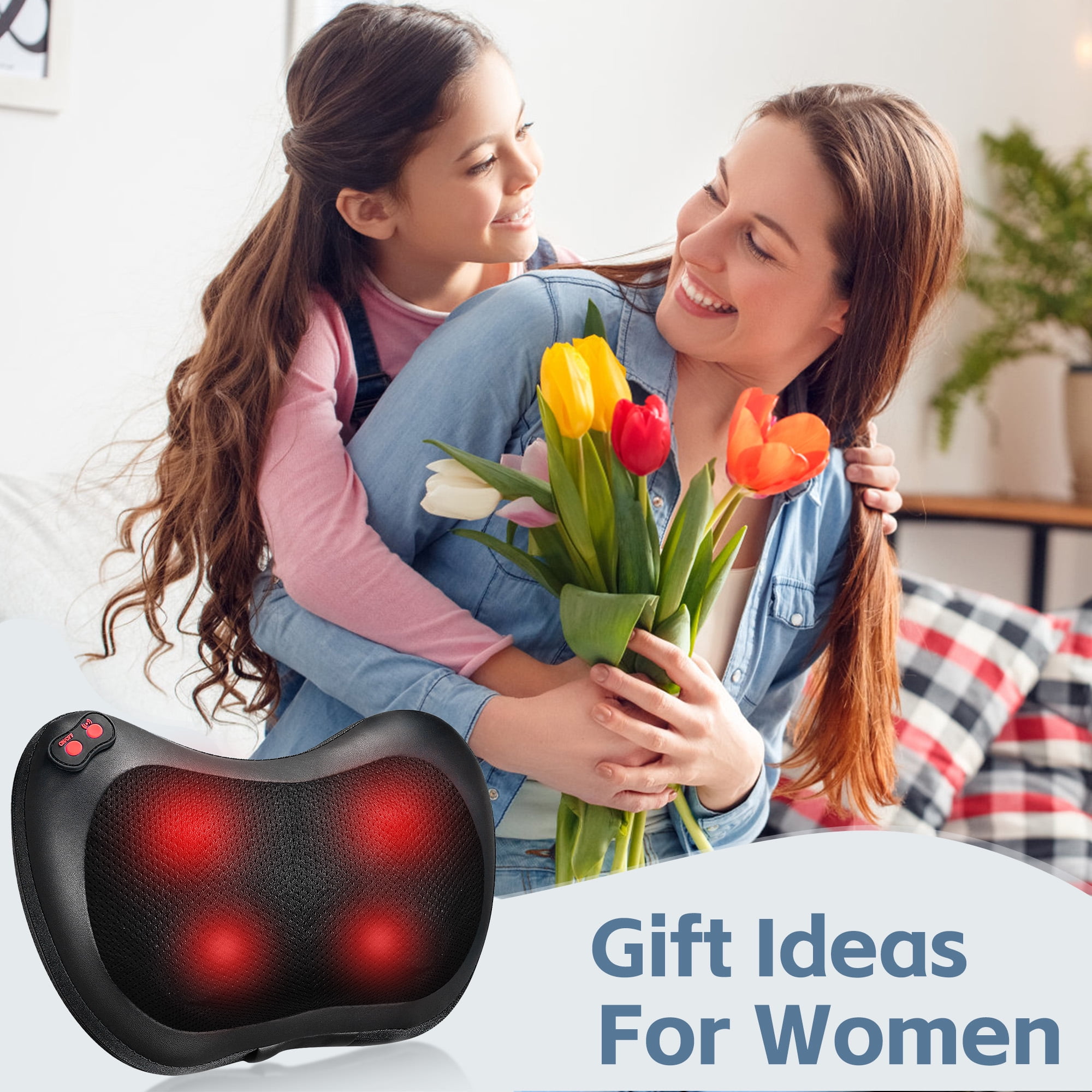Ikristin Neck Massager, Shiatsu Massager Pillow with Heat,  Electric Back Massager for Shoulder, Back, Leg, Deep Tissue Kneading Massage to Relax Muscles, Massage Pillow Gift for Women/Men