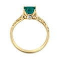 thumbnail image 7 of 14K Yellow Gold 1.06 ctw Lab Created Green Emerald Stone Ring with Diamonds Filigree Cathedral Princess, 7 of 7