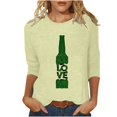 thumbnail image 1 of Pompotops T-Shirt d'Été Décontracté pour Femmes Imprimé Bière Col Rond Manches 3/4 Ample en Solde, 1 of 5