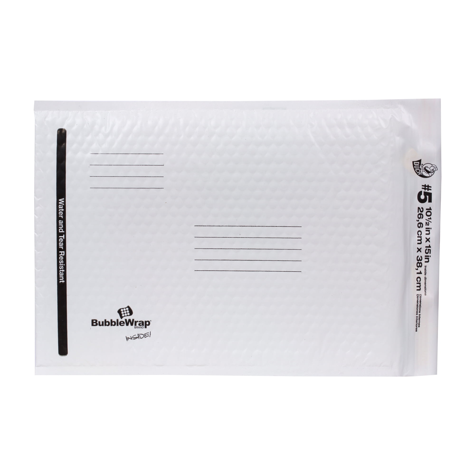 Duck 10.5" x 15" Size 5 Solid White Poly Bubble Shipping Mailer