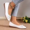 thumbnail image 6 of pwidon Women's Ballet Flats Slip On Flat Rhinestone Heart Bow Comfort Office Walking Casual Dress Shoes White 6.5, 6 of 6