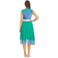 thumbnail image 3 of ZDHoor Womens Tunic Sleeveless Color Block Dance Dress Liturgical Praise Worship Dance Costume Green&Blue M, 3 of 7