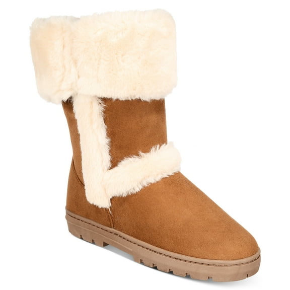Style & Co. Womens' Witty Suede Faux Fur Casual Boot, Chestnut, 10