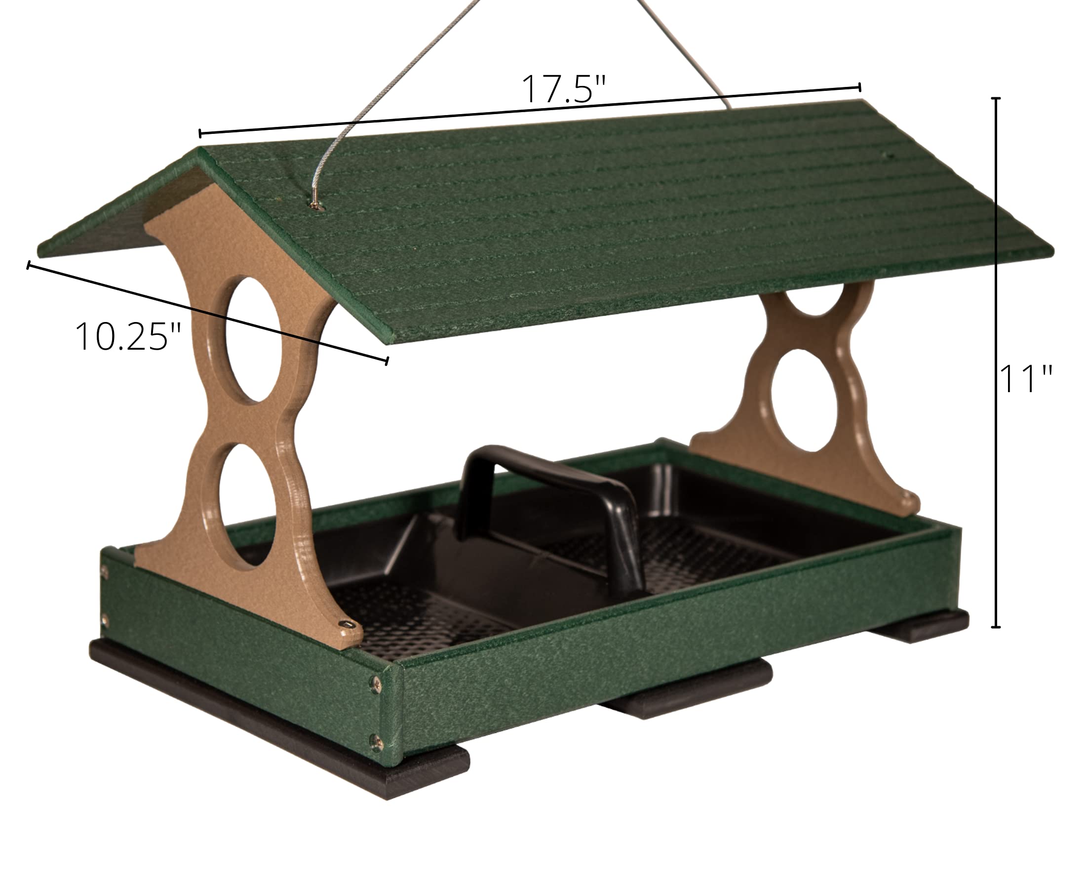 JCs Wildlife Large Fly Thru Bird Feeder (Green and Tan, Feeder Only)