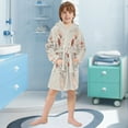 thumbnail image 5 of FORMRS Niños Bathrobe Unisex Hooded Robe Soft Plush Pajamas Sleepwear, Size 2-3T, Red Flower, 5 of 7