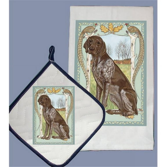Pipsqueak Productions DP951 Dish Towel and Pot Holder Set - German Pointer