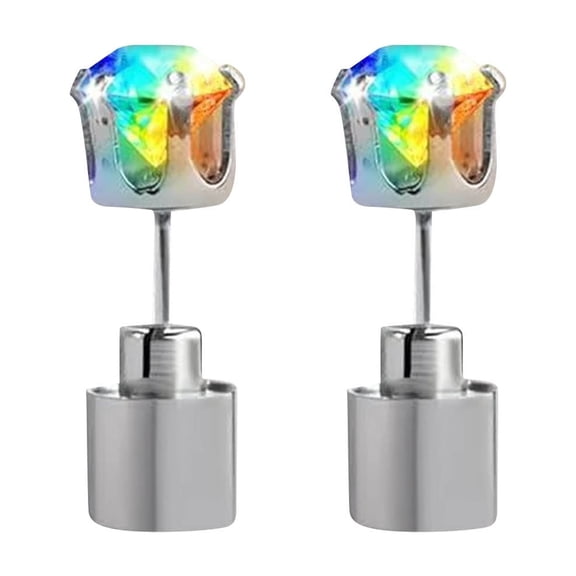 New 2026 1 Pc Fashion Led Earring Glowing Crystal Stainless Ear Drop Light Up Stud Party Luminous Neon Men Women Couple Jewelry Gift Accessories Creative Multicolor