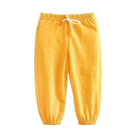 

Ixbnca Boys Girls Casual Cotton Pants Solid Color Basic Baby Elastic Waist Ankle Joggers Fall Clothes