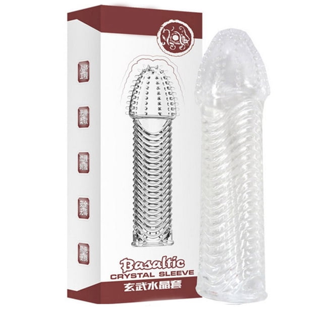 Condón reutilizable, anillos de cristal para pene, mangas para pene, extensión de pene, funda para agrandar para hombres