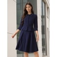 thumbnail image 3 of DARING DIVA Women's 2 Pcs Long Sleeve Jacket Pleated Skirt Suit Sets XS Dark Blue, 3 of 5