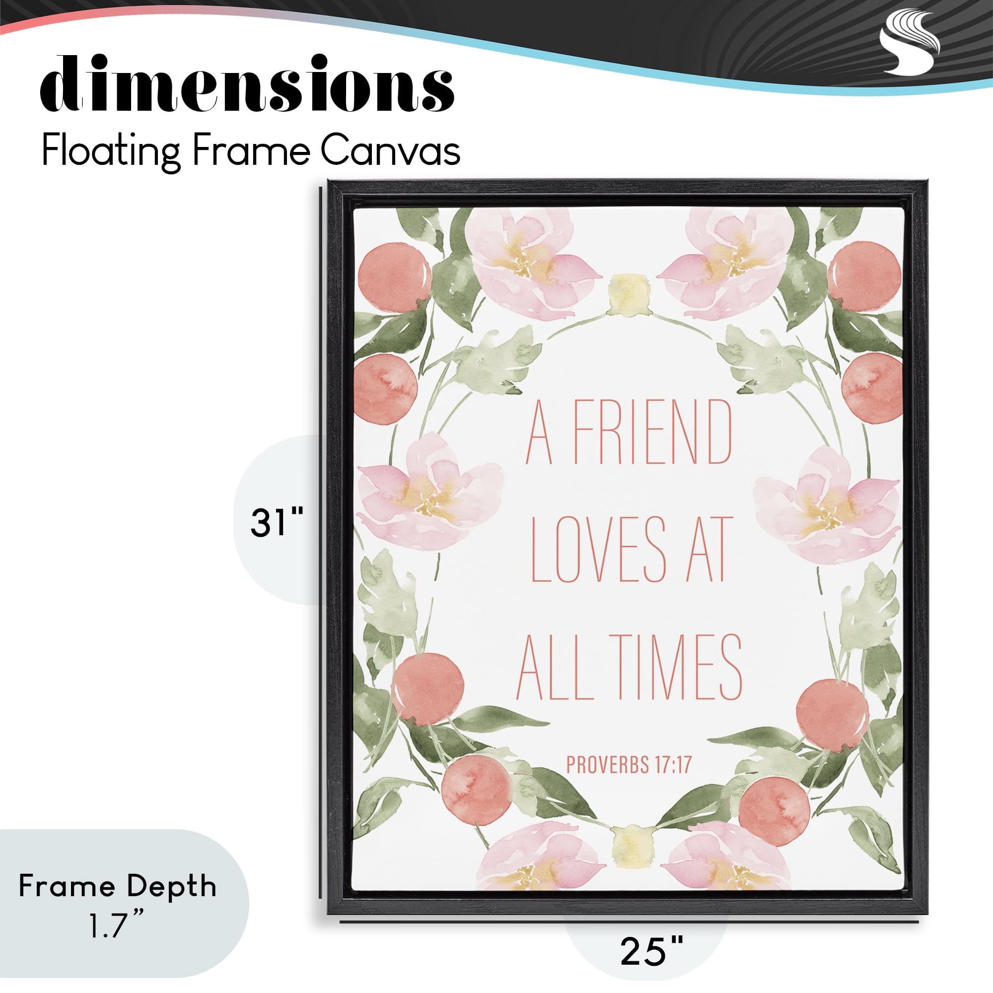 Stupell Industries A Friend Loves At All Times Black Framed Floater Canvas Wall Art, design by Lucille Price