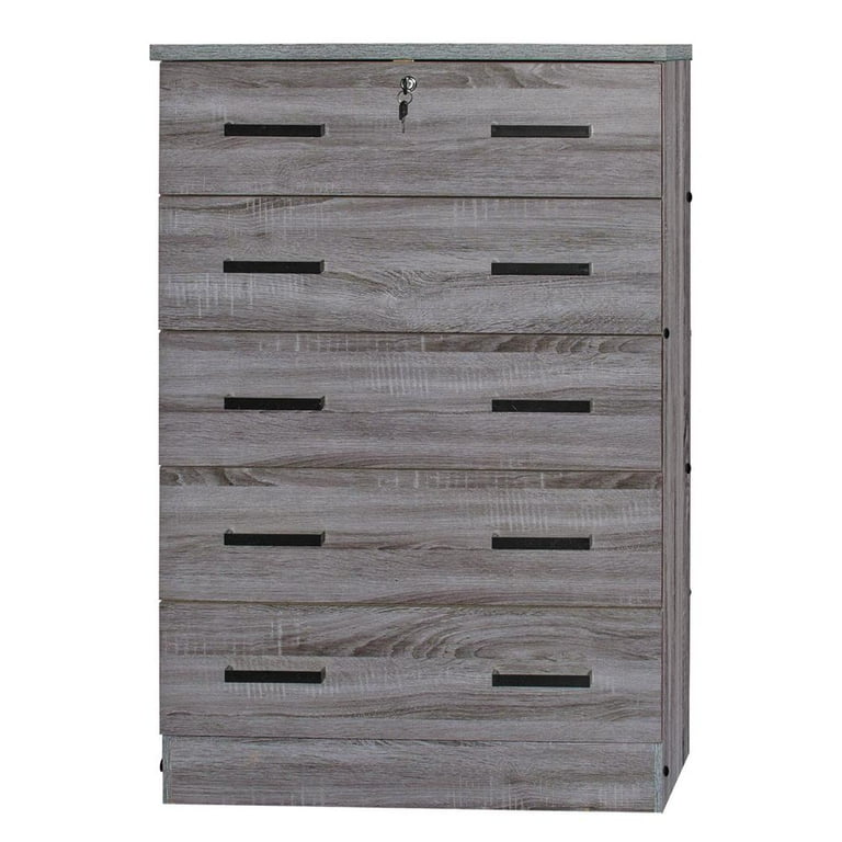 Better Home Products Modern Bedroom Cindy 5 Drawer Wooden Chest