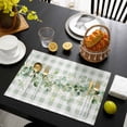 thumbnail image 3 of Eucalyptus Leaves Placemats Set of 4, Green Plaid Farmhouse Watercolor Placemats for Dining Table, Place Mats for Kitchen Tabletop, Waterproof Wipeable Dining Table Mats Set, 3 of 9