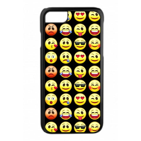 Cute Yellow Emojis Design Black Plastic Phone Case That Is Compatible with the Apple iPhone 4 / (Best Emoji App For Iphone 4 2019)