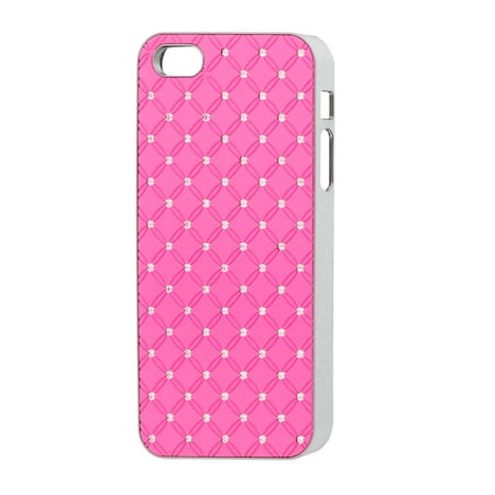 Hot Pink Argyle Diamonds Unique Bargains Hot Pink Argyle Pattern Rhinestone Accent Back Case Cover for iPhone 5 5th Gen ()