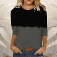 thumbnail image 2 of Fanxing 3/4 Length Sleeve Womens Tops Summer Color Block Scoop Neck Shirts Henley Blouses Dressy Casual Loose Basic Tops Gray,S, 2 of 3