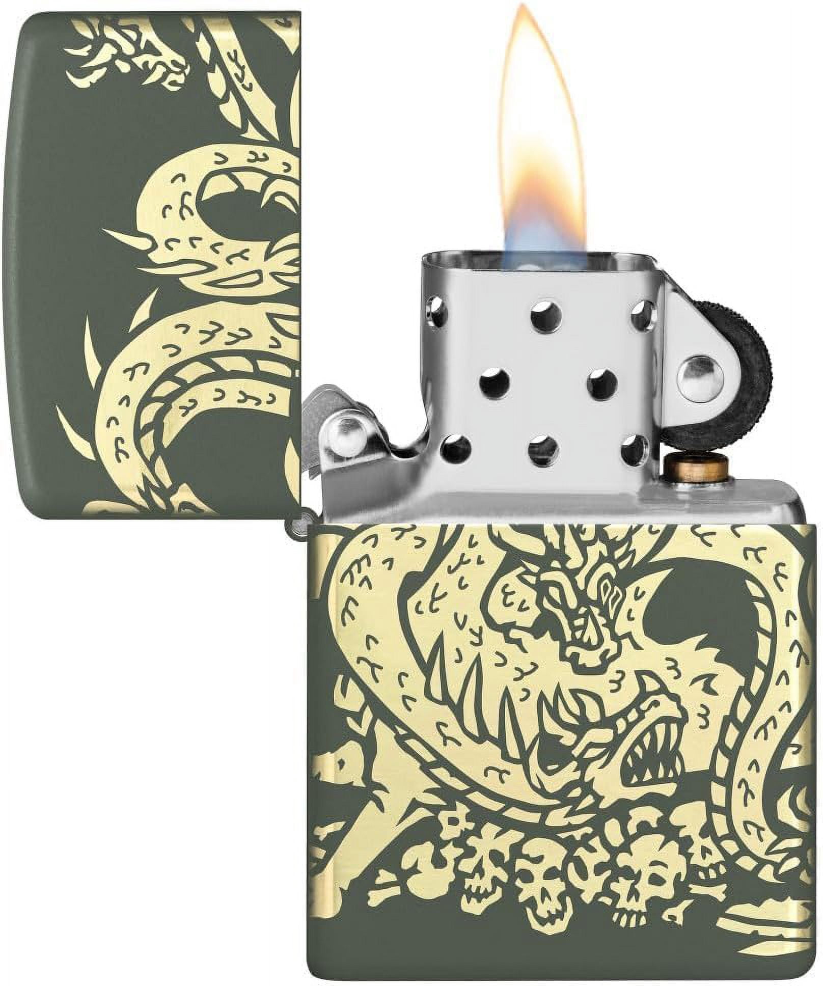 Zippo Lighter - Personalized Customize Message Engrave on Backside for Dragon (Dragon Design 48907)