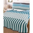 thumbnail image 3 of Quilts Queen Size, Colorful Stripe Soft Comforter Bedding Set for Bed, Modern Teal Blue Green Vertical Striped Lightweight Quilted Bedspread with Pillow Cover(2 Pieces) for All Season, 90x96 Inch, 3 of 6