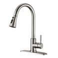 thumbnail image 1 of Pull Down Single Handle Kitchen Sink Faucet with Deck Plate Brushed Nickel, 1 of 6